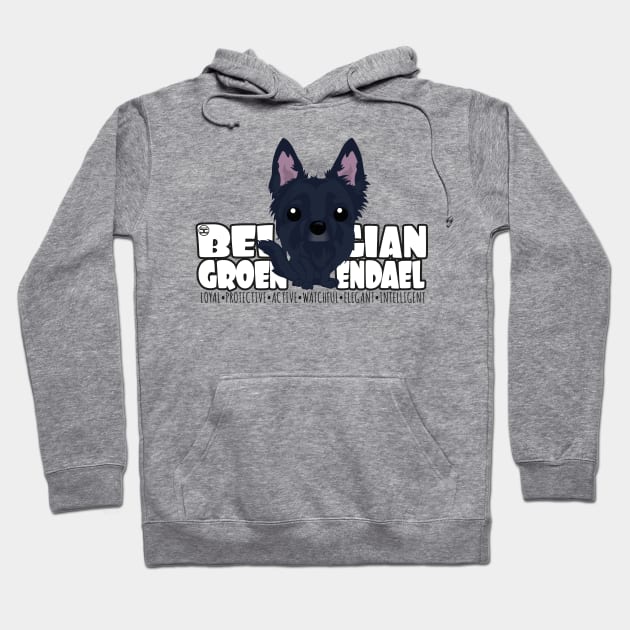 Belgian Groenendael - DGBigHead Hoodie by DoggyGraphics